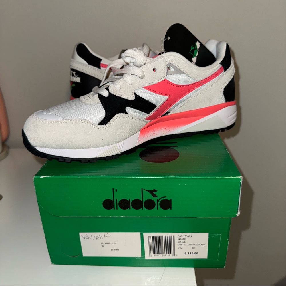 Diadora White and Coral Sneakers
